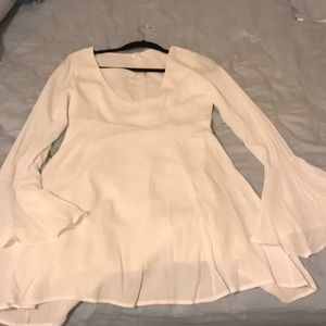 Never worn! White mini dress with flare sleeve